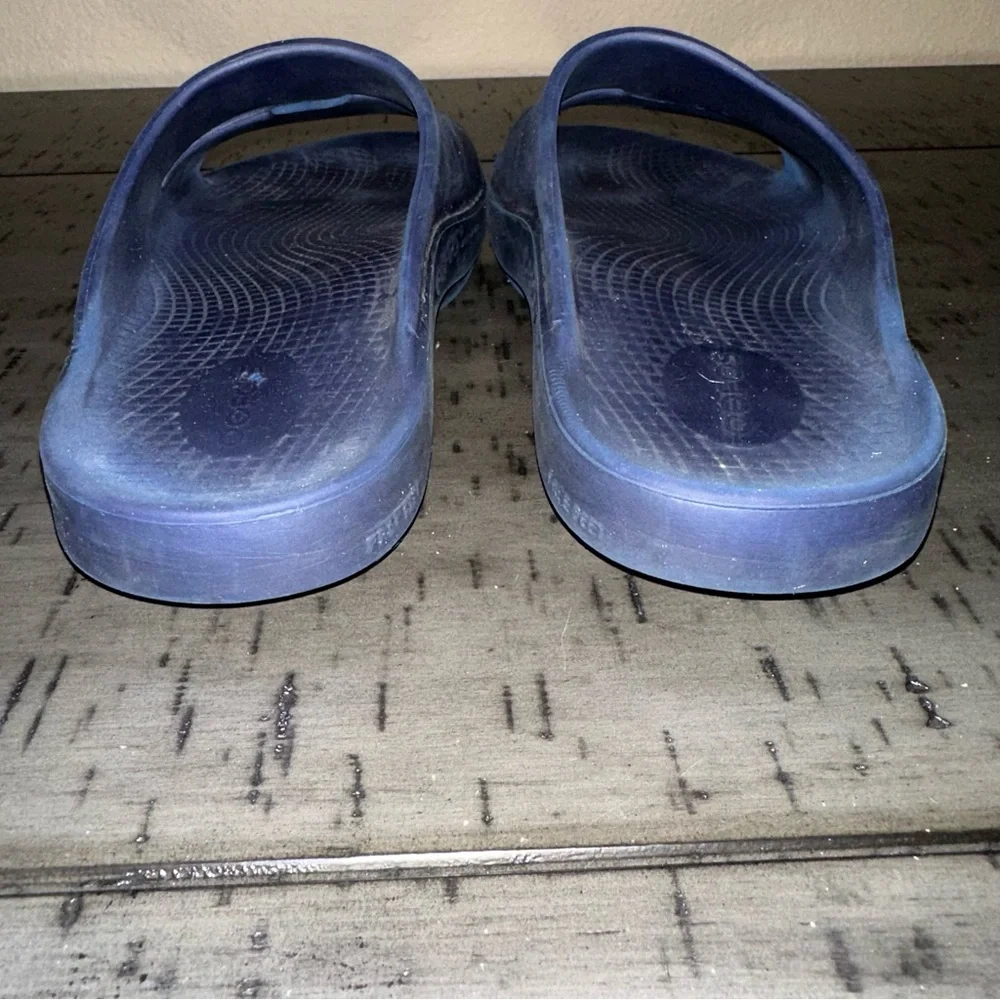 Oofos OOahh Navy Blue Slide Sandals